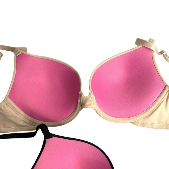 PINK Victoria Secret push up bras Set of 2 Size 32C‎ nude black - Picture 8 of 13